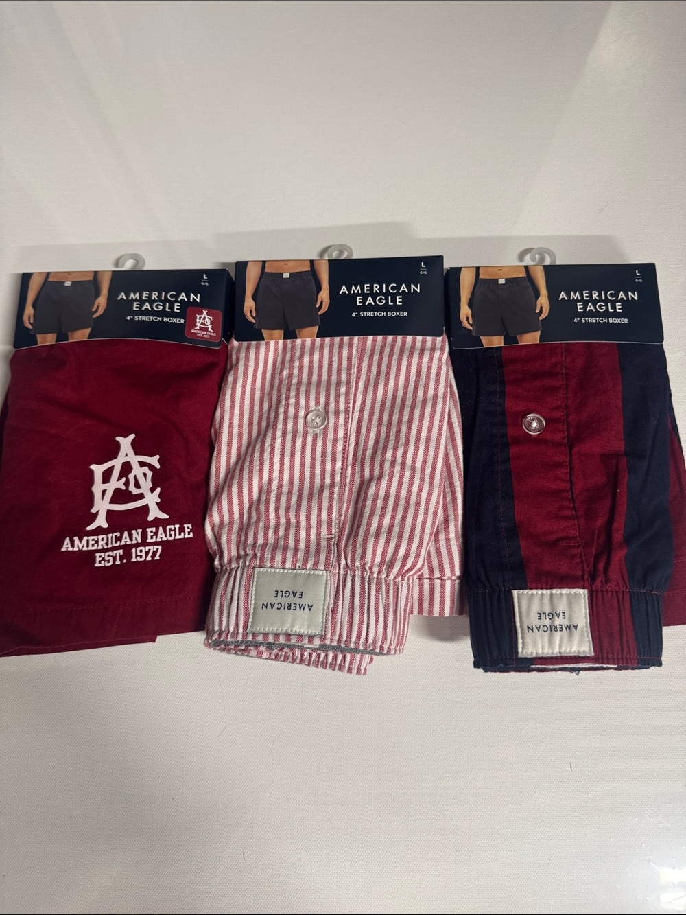 American Eagle Boxers Mens Large 3 Pack Red